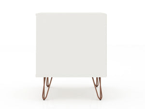 Manhattan Comfort Rockefeller Mid-Century Modern 2- Piece Nightstand White 2-101GMC1