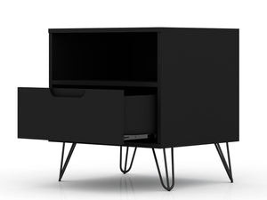 Manhattan Comfort Rockefeller Mid-Century Modern 2- Piece Nightstand Black 2-101GMC2