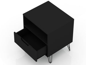 Manhattan Comfort Rockefeller Mid-Century Modern 2- Piece Nightstand Black 2-101GMC2