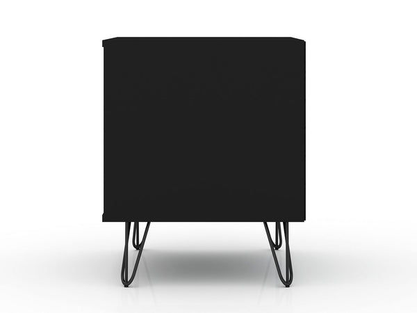 Manhattan Comfort Rockefeller Mid-Century Modern 2- Piece Nightstand Black 2-101GMC2