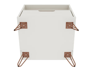 Manhattan Comfort Rockefeller Mid-Century Modern 2- Piece Nightstand Off White and Nature 2-101GMC3