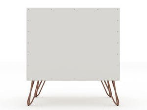 Manhattan Comfort Rockefeller Mid-Century Modern 2- Piece Nightstand Off White and Nature 2-101GMC3