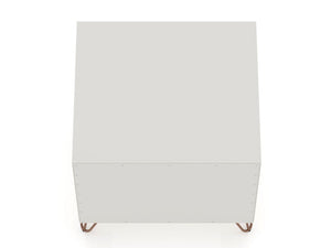 Manhattan Comfort Rockefeller Mid-Century Modern 2- Piece Nightstand Off White and Nature 2-101GMC3