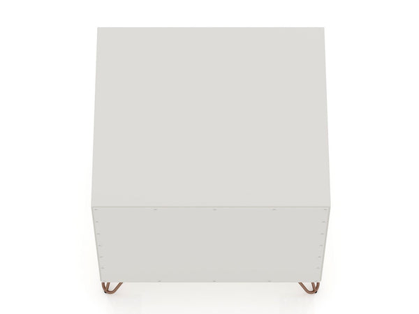 Manhattan Comfort Rockefeller Mid-Century Modern 2- Piece Nightstand Off White and Nature 2-101GMC3