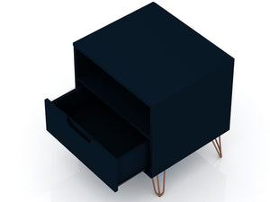Manhattan Comfort Rockefeller Mid-Century Modern 2- Piece Nightstand Tatiana Midnight Blue 2-101GMC4
