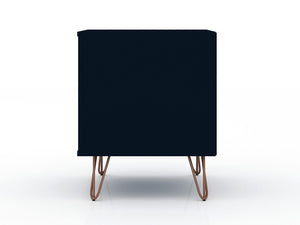 Manhattan Comfort Rockefeller Mid-Century Modern 2- Piece Nightstand Tatiana Midnight Blue 2-101GMC4