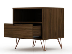 Manhattan Comfort Rockefeller Mid-Century Modern 2- Piece Nightstand Brown 2-101GMC5