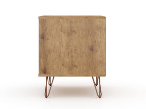 Manhattan Comfort Rockefeller Mid-Century Modern 2- Piece Nightstand Nature and Rose Pink 2-101GMC6