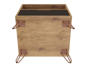 Manhattan Comfort Rockefeller Mid-Century Modern 2- Piece Nightstand Nature and Textured Grey 2-101GMC7