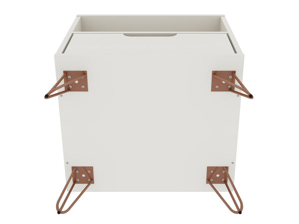 Manhattan Comfort Rockefeller Mid-Century Modern 2- Piece Nightstand Off White 2-101GMC8