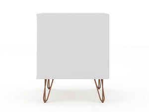 Manhattan Comfort Rockefeller Mid-Century Modern 2- Piece Nightstand White 2-102GMC1