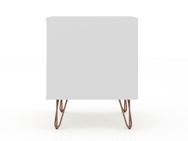 Manhattan Comfort Rockefeller Mid-Century Modern 2- Piece Nightstand White 2-102GMC1