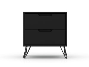 Manhattan Comfort Rockefeller Mid-Century Modern 2- Piece Nightstand Black 2-102GMC2