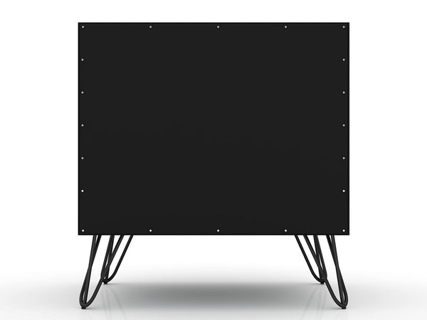 Manhattan Comfort Rockefeller Mid-Century Modern 2- Piece Nightstand Black 2-102GMC2