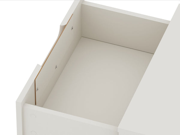 Manhattan Comfort Rockefeller Mid-Century Modern 2- Piece Nightstand Off White and Nature 2-102GMC3