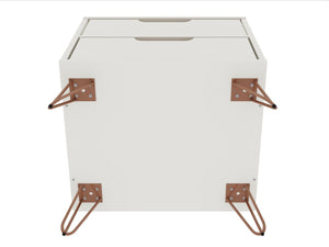 Manhattan Comfort Rockefeller Mid-Century Modern 2- Piece Nightstand Off White and Nature 2-102GMC3