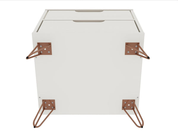 Manhattan Comfort Rockefeller Mid-Century Modern 2- Piece Nightstand Off White and Nature 2-102GMC3