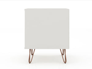 Manhattan Comfort Rockefeller Mid-Century Modern 2- Piece Nightstand Off White and Nature 2-102GMC3