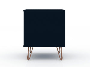 Manhattan Comfort Rockefeller Mid-Century Modern 2- Piece Nightstand Tatiana Midnight Blue 2-102GMC4