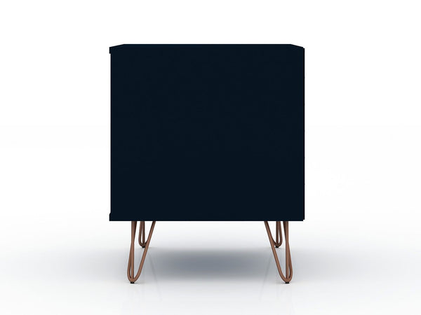 Manhattan Comfort Rockefeller Mid-Century Modern 2- Piece Nightstand Tatiana Midnight Blue 2-102GMC4