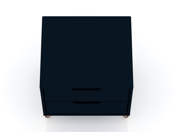 Manhattan Comfort Rockefeller Mid-Century Modern 2- Piece Nightstand Tatiana Midnight Blue 2-102GMC4