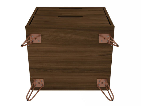 Manhattan Comfort Rockefeller Mid-Century Modern 2- Piece Nightstand Brown 2-102GMC5
