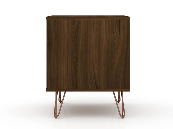 Manhattan Comfort Rockefeller Mid-Century Modern 2- Piece Nightstand Brown 2-102GMC5