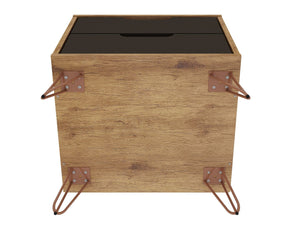 Manhattan Comfort Rockefeller Mid-Century Modern 2- Piece Nightstand Nature and Textured Grey 2-102GMC7