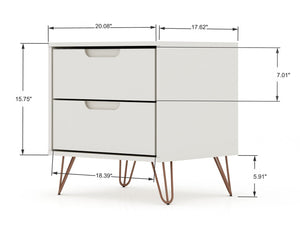 Manhattan Comfort Rockefeller Mid-Century Modern 2- Piece Nightstand Off White 2-102GMC8