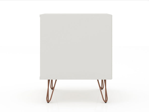 Manhattan Comfort Rockefeller Mid-Century Modern 2- Piece Nightstand Off White 2-102GMC8