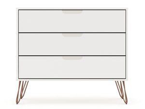 Manhattan Comfort Rockefeller Mid-Century Modern 2- Piece Dresser White 2-103GMC1