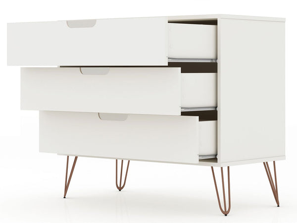 Manhattan Comfort Rockefeller Mid-Century Modern 2- Piece Dresser White 2-103GMC1