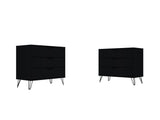 Manhattan Comfort Rockefeller Mid-Century Modern 2- Piece Dresser Black 2-103GMC2