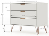 Manhattan Comfort Rockefeller Mid-Century Modern 2- Piece Dresser Off White and Nature 2-103GMC3