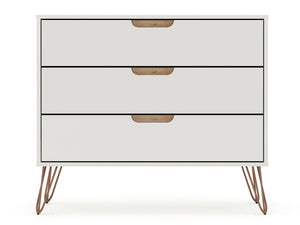 Manhattan Comfort Rockefeller Mid-Century Modern 2- Piece Dresser Off White and Nature 2-103GMC3