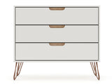 Manhattan Comfort Rockefeller Mid-Century Modern 2- Piece Dresser Off White and Nature 2-103GMC3