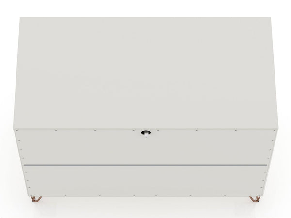 Manhattan Comfort Rockefeller Mid-Century Modern 2- Piece Dresser Off White and Nature 2-103GMC3