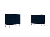 Manhattan Comfort Rockefeller Mid-Century Modern 2- Piece Dresser Tatiana Midnight Blue 2-103GMC4