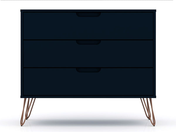 Manhattan Comfort Rockefeller Mid-Century Modern 2- Piece Dresser Tatiana Midnight Blue 2-103GMC4