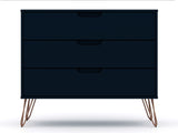 Manhattan Comfort Rockefeller Mid-Century Modern 2- Piece Dresser Tatiana Midnight Blue 2-103GMC4