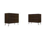 Manhattan Comfort Rockefeller Mid-Century Modern 2- Piece Dresser Brown 2-103GMC5