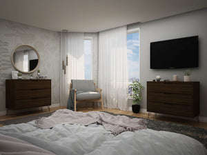 Manhattan Comfort Rockefeller Mid-Century Modern 2- Piece Dresser Brown 2-103GMC5