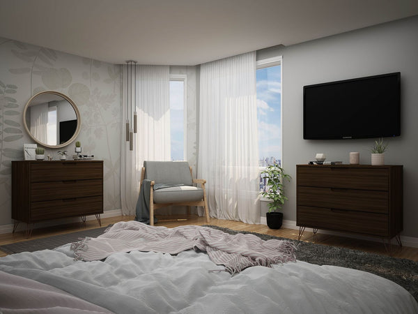 Manhattan Comfort Rockefeller Mid-Century Modern 2- Piece Dresser Brown 2-103GMC5