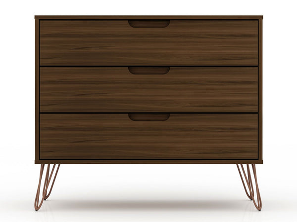Manhattan Comfort Rockefeller Mid-Century Modern 2- Piece Dresser Brown 2-103GMC5