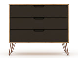 Manhattan Comfort Rockefeller Mid-Century Modern 2- Piece Dresser Nature and Textured Grey 2-103GMC7