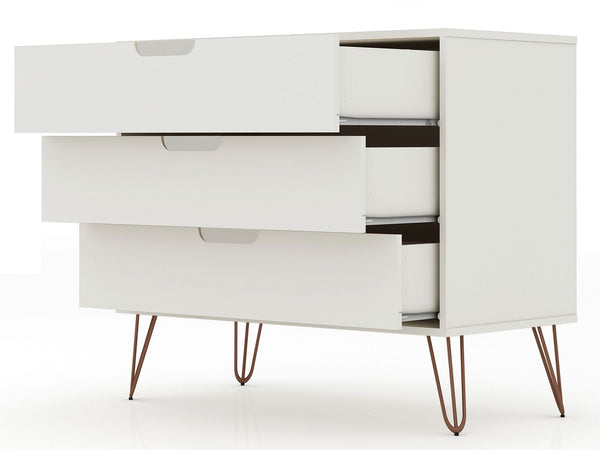 Manhattan Comfort Rockefeller Mid-Century Modern 2- Piece Dresser Off White 2-103GMC8