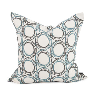Howard Elliott 20 X 20 Demo Indigo Pillow - Elegant Circular Embroidery In Blue And Neutral Tones For Any Space   2-1099-howard-elliott