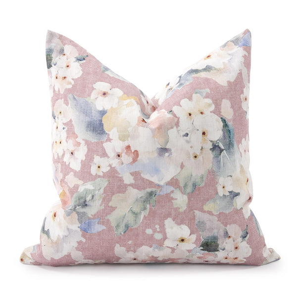Howard Elliott 24 X 24 Pillow Claude - Elegant Abstract Floral Design In Soft Pastels For Any Living Space Decor Pink 90% Polyester 10% Linen 3-1209f-howard-elliott