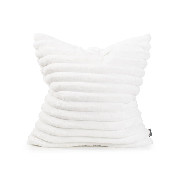 Howard Elliott Pillow Luxury Faux Fur Comfort - Hand-sewn Ribbed Design For Depth, Softness, And Style White 100% Polyester 2-1342f-howard-elliott