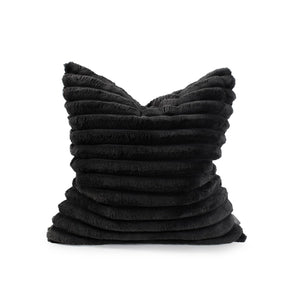 Howard Elliott Pillow Luxury Faux Fur Comfort - Hand-sewn Ribbed Design For Depth, Softness, And Style Black 100% Polyester 2-1343-howard-elliott